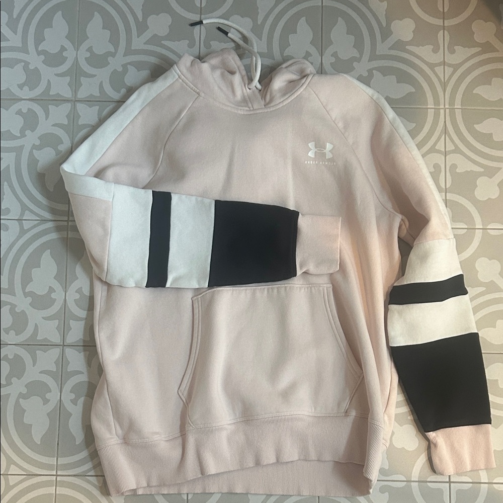 Under Armour Light Pink Hoodie with Black and White Accents